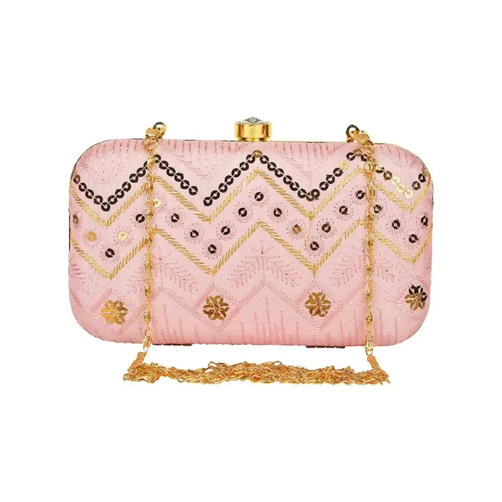 Bags For Minimalist And Functional Design Attractive Web Embroidered Sequines Faux Silk Clutch