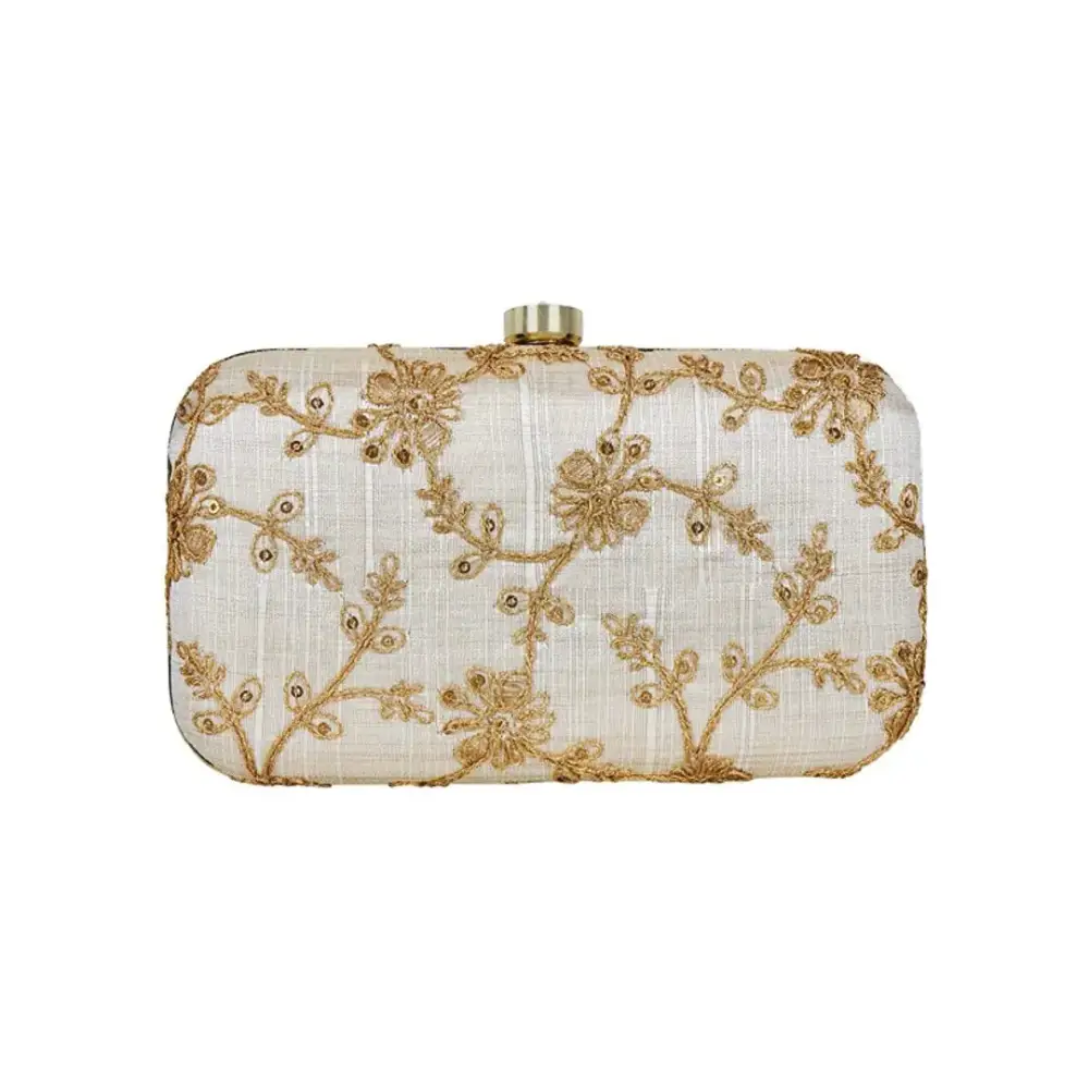 Affordable Bags For Budget Shoppers Attractive Web Embroidered Sequines Faux Silk Clutch