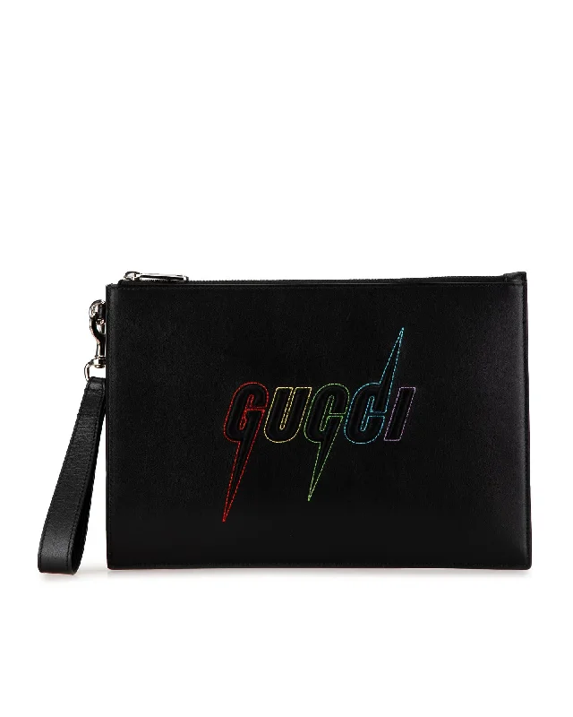 Elegant New Year Party Bags With Flash Sales Leather Rainbow Blade Clutch with Wristlet Strap and Card Slots