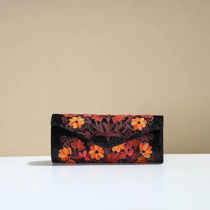 Functional Bags For Busy Moms And Dads Authentic Kashmiri Crewel Embroidery Velvet Clutch 24