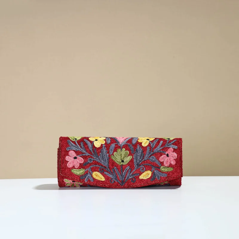 Stylish Bags For Fashion Bloggers With Promotions Authentic Kashmiri Crewel Embroidery Velvet Clutch 30