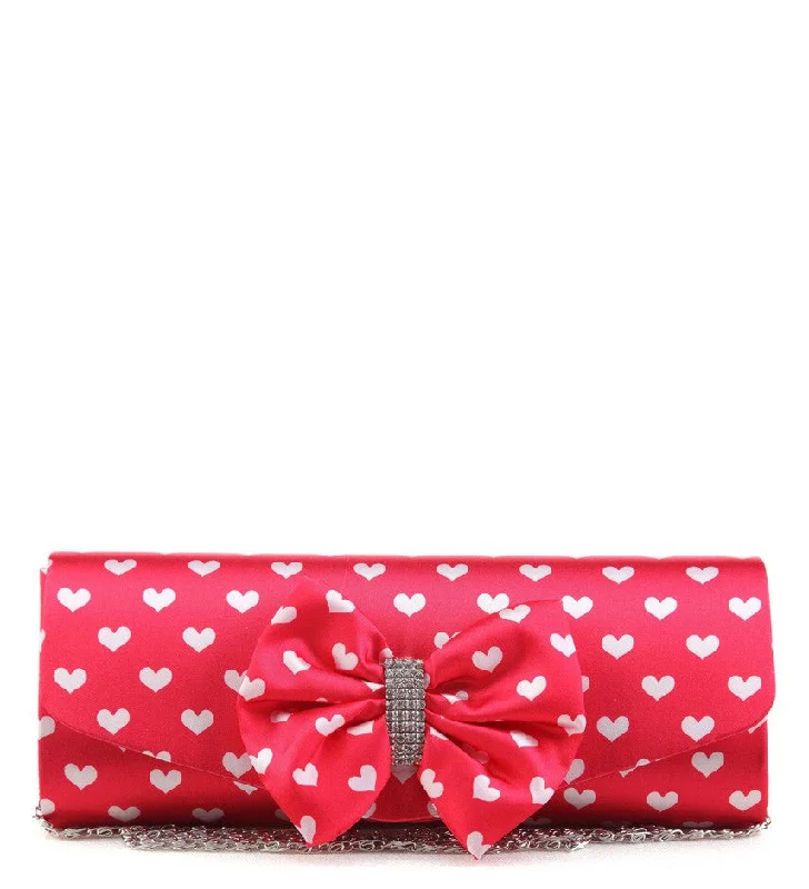 Urban Bags For City Life And Streetwear Fashion Bag Envy Cupid Red Diamante Satin Clutch Bag