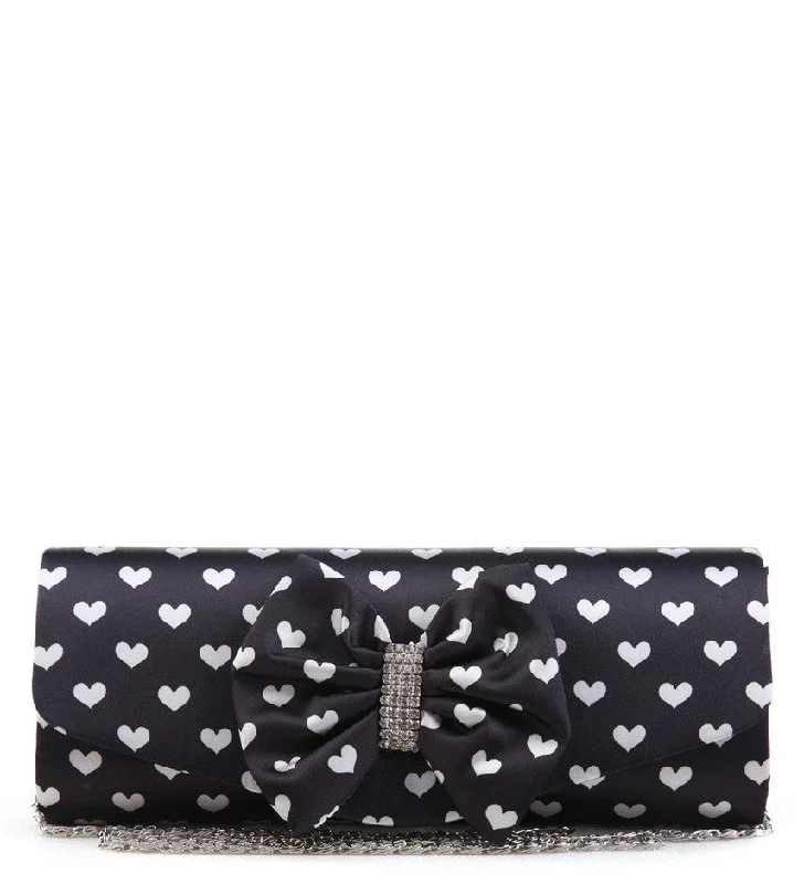 Clearance Bags For Budget Shoppers Bag Envy Foxy Black Diamante Satin Clutch Bag