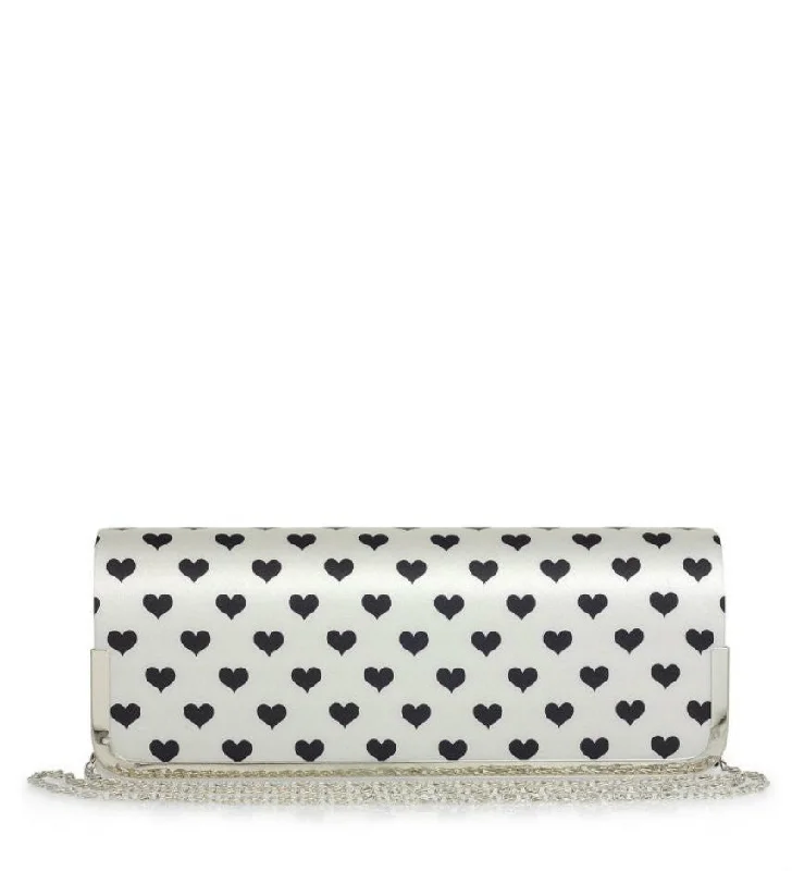 Office Professionals Bag Envy Ivory Satin Heart Clutch Bag