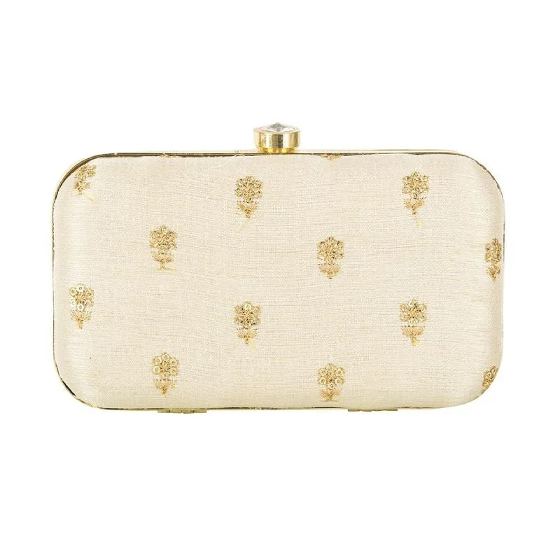 Seasonal Clearance Bags For Summer, Winter, Etc. Beige Party wear Bridal Fancy Designer clutch Purse