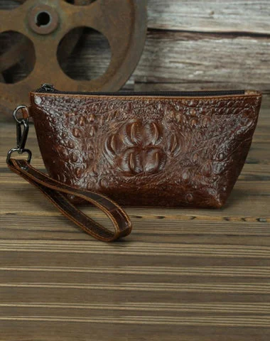 Bags For College Students On A Budget Brown Crocodile Pattern Mens Leather Zipper Clutch Wristlet Purse Bag Clutch Bags Phone Bag For Men