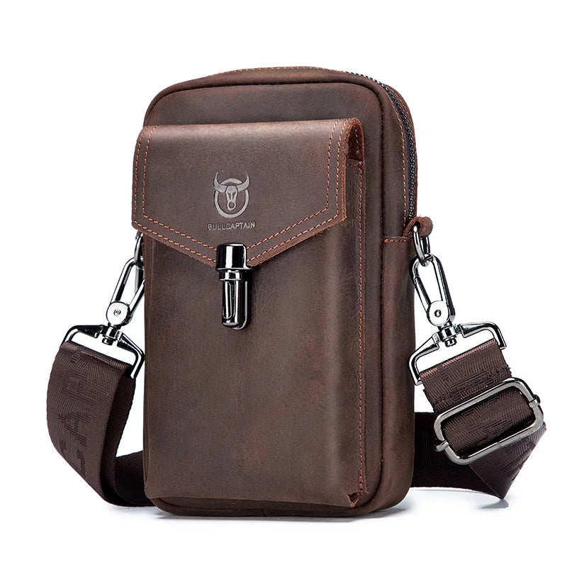 Compact Bags For Minimalist Travelers Crazy Horse Leather Men's Waist Bag