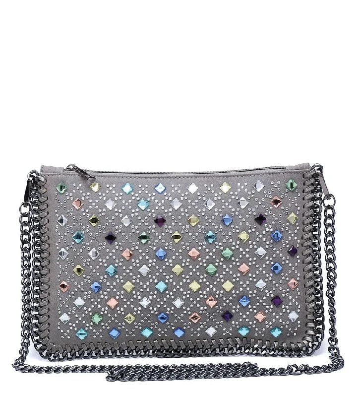 Luxury Seekers Cabochon Grey Multi Gem Clutch Bag