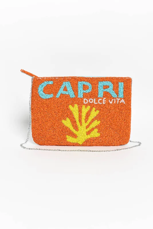 Flash Sales On Premium And High-Quality Bags Capri Orange Beaded Clutch