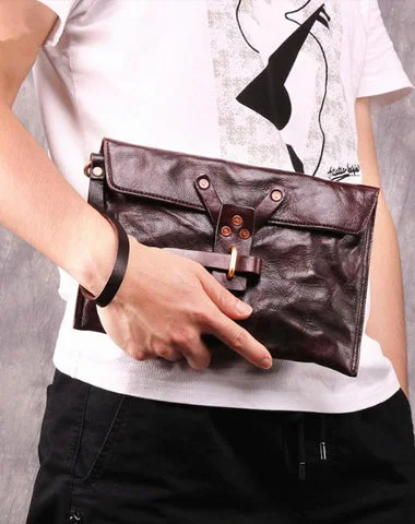 Eco-Friendly And Discounted Bags Chocolate Leather Mens Clutch Wristlet Wallet Bag Cool Zipper Clutch Wallet For Men