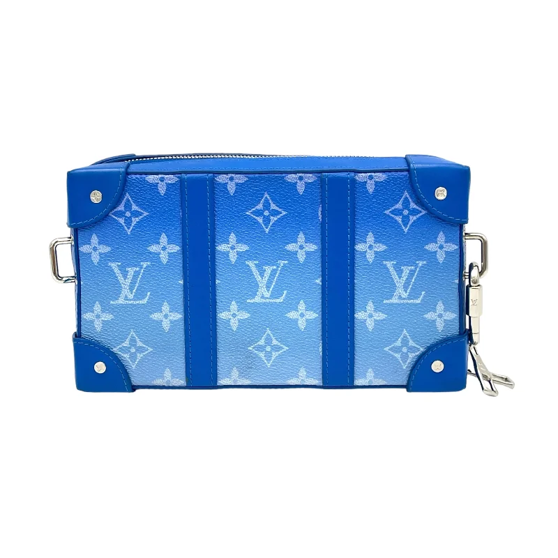 Luxury Bags On Sale Clouds Soft Trunk Wallet Blue Crossbody Bag in Monogram Coated Canvas, Silver hardware