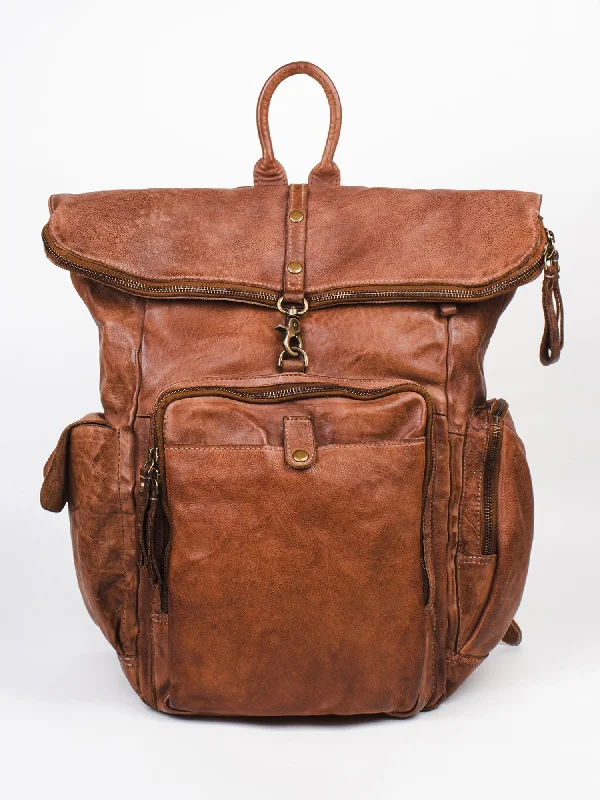 Lightweight And Affordable Bags Cognac Leather Backpack By Art N Vintage