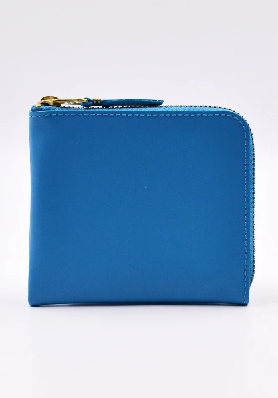 Glamorous Bags For Evening Events And Parties COMME DES GARCONS SA3100 COLOUR PLAIN ZIP WALLET BLUE