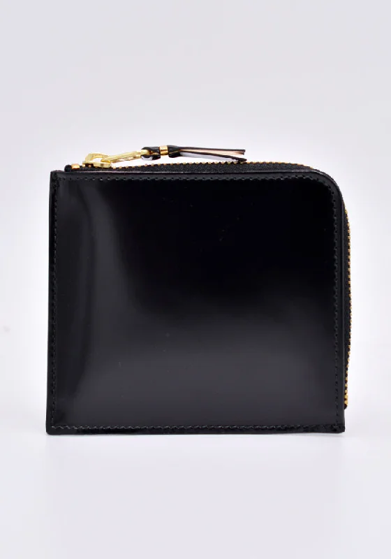 Durable And Cheap Bags COMME DES GARCONS SA3100MI MIRROR INSIDE ZIP WALLET BLACK/GOLD