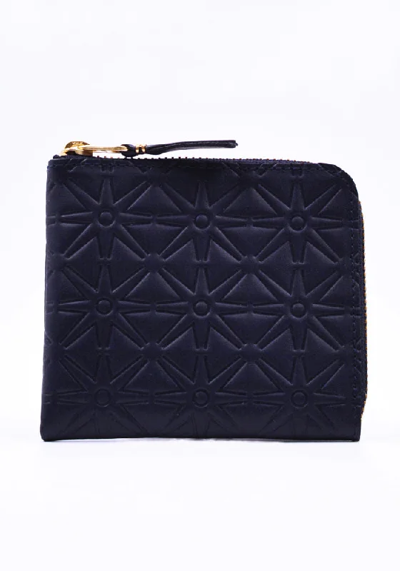 Luxury Bags COMME DES GARCONS SA310EA EMBOSSED ZIP WALLET NAVY