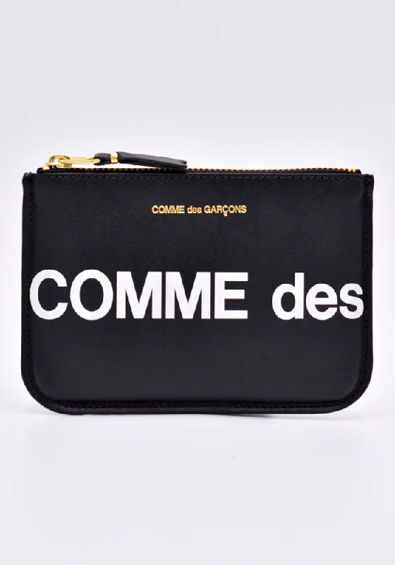 High-Quality Bags On Flash Sale COMME DES GARCONS SA8100HL HUGE LOGO TOP ZIP WALLET BLACK