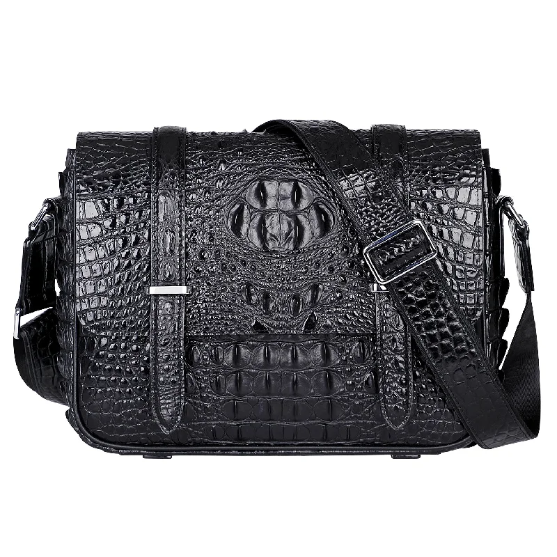 Luxury Bags For Professionals With Discounts Crocodile Leather Messenger Bag