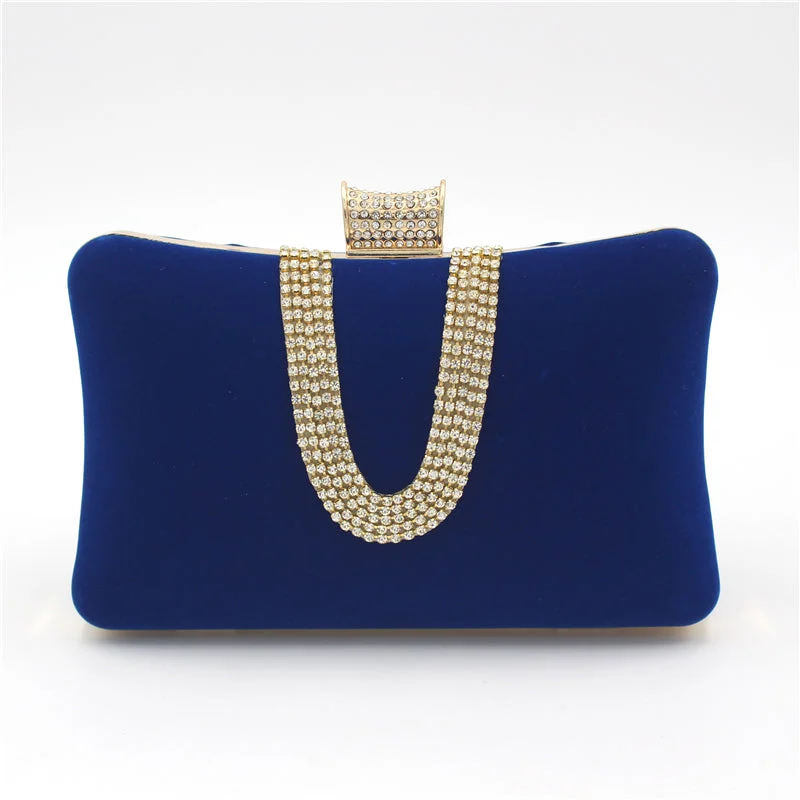 Bags With Discounts Soft Velvet Rhinestone Cutch