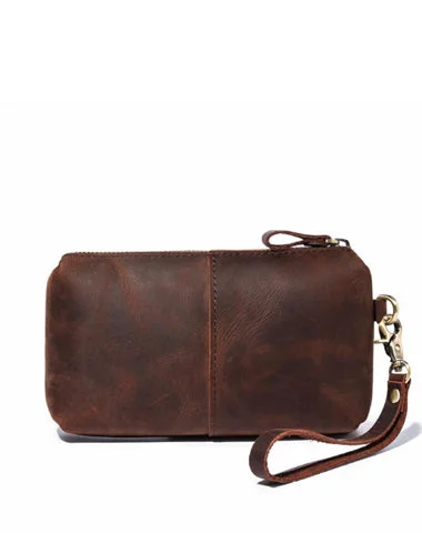 Bag For Modern Fashion Brown MENS LEATHER ZIPPER CLUTCH WRISTLET PURSE BAG CLUTCH Wallet FOR MEN