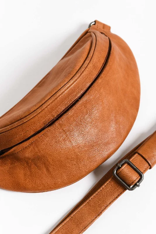 Bold Fashionistas Escape the Ordinary Tan Leather Sling Bag