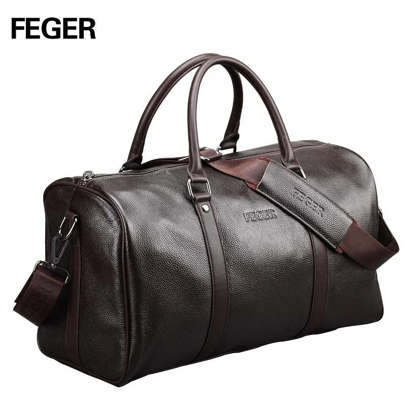 Bags For Urban And Trendy Looks Free shipping FEGER brand fashion extra large weekend duffel bag big genuine leather business men's travel bag popular America