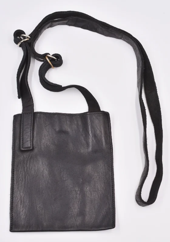 Bags For College Students On A Budget GUIDI FT2 SOFT HORSE FULL GRAIN  FLAT CROSSBODY BAG BLACK