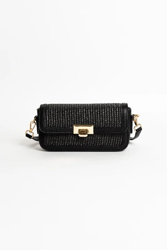 Designer-Inspired Bags At Budget-Friendly Prices Hattie Black Weave Crossbody Bag