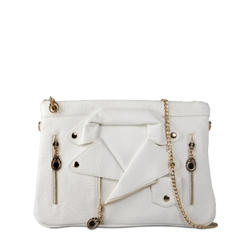 Stylish Yet Affordable Bags Jordan White Biker Jacket Clutch Bag