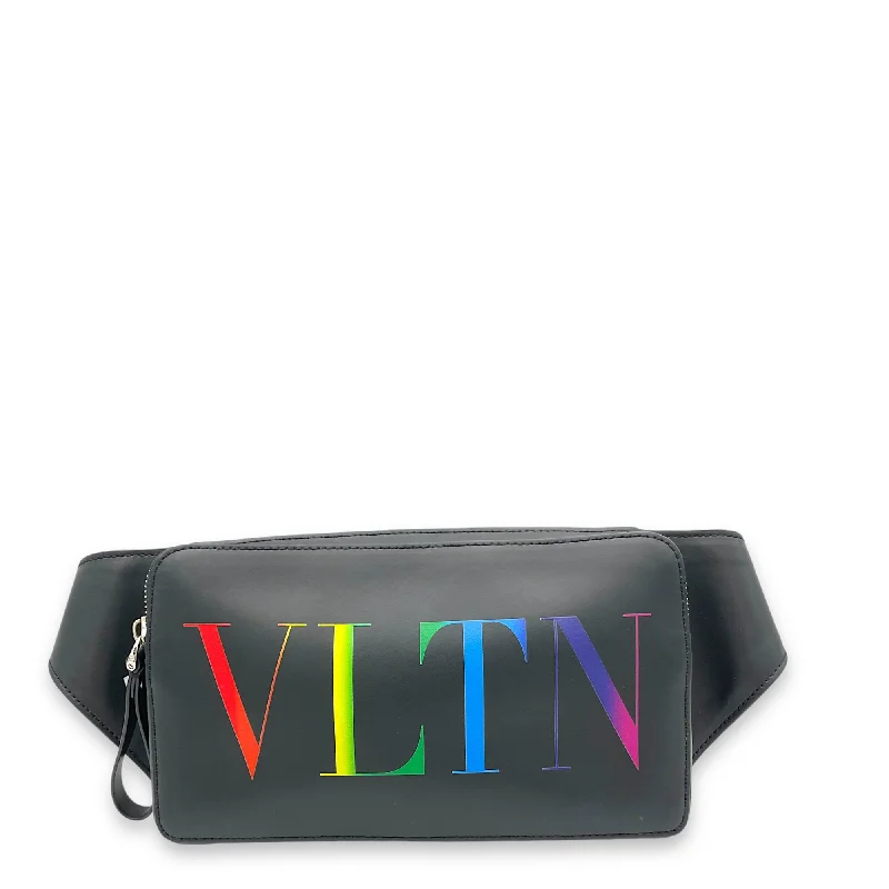 Eco-Friendly Bags With Promotions VLTN Black Belt Bag in Calfskin, Silver hardware