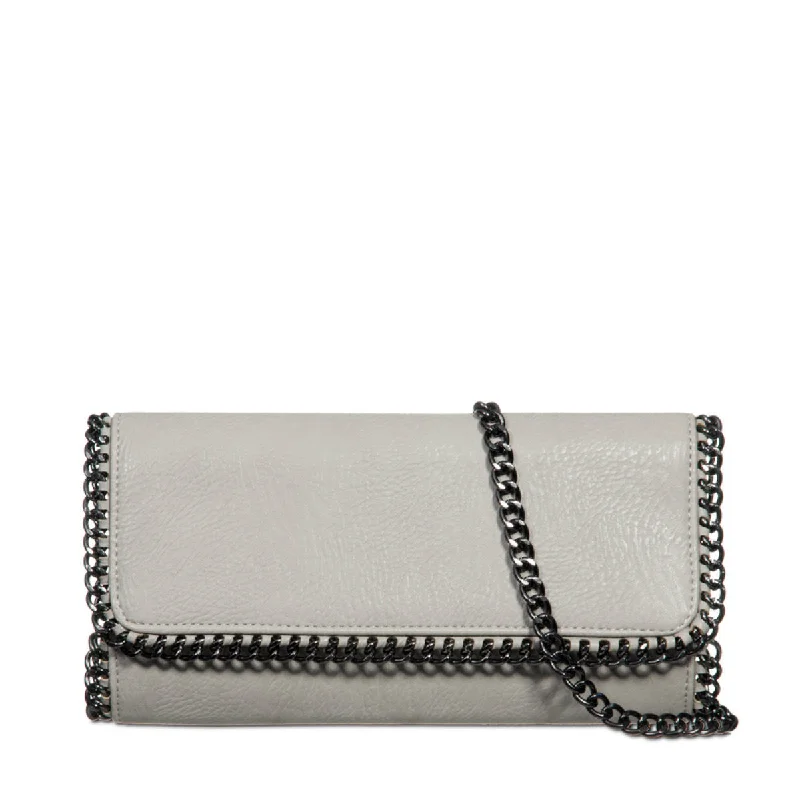 Clearance Bags For Budget Shoppers Lorette Grey Chain Trim Clutch Bag