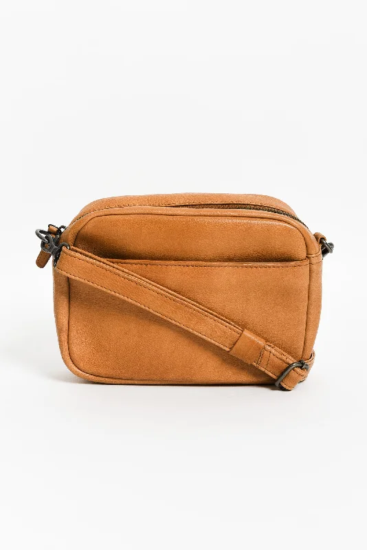 Stylish Bags With Discounts Mallie Tan Leather Crossbody Bag