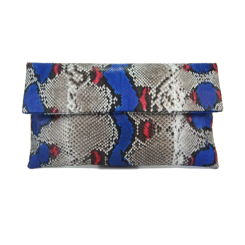 Lightweight And Functional Bags For Travel And Work Mandalay Cobalt Scarlet Motif Foldover Clutch