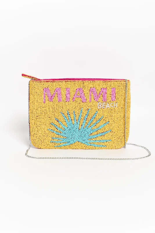 Trendy Bags Miami Yellow Beaded Clutch