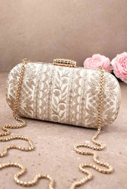 Luxurious But Budget-Friendly Bags Mirai Embroidered Clutch - Cream