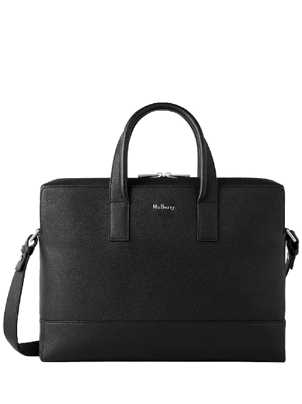 Bold And Flash-Sale Bags Farringdon Briefcase Black Small Pebble Grain