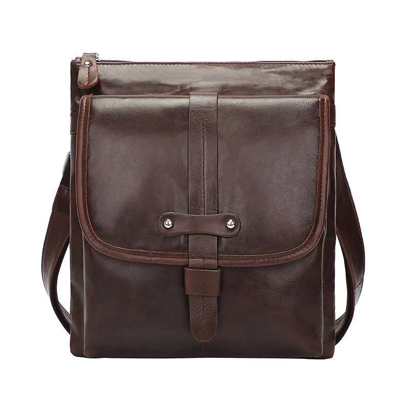 Cyber Monday Discounts On Bags Brown Real Leather Flap Crossbody Bag for Men