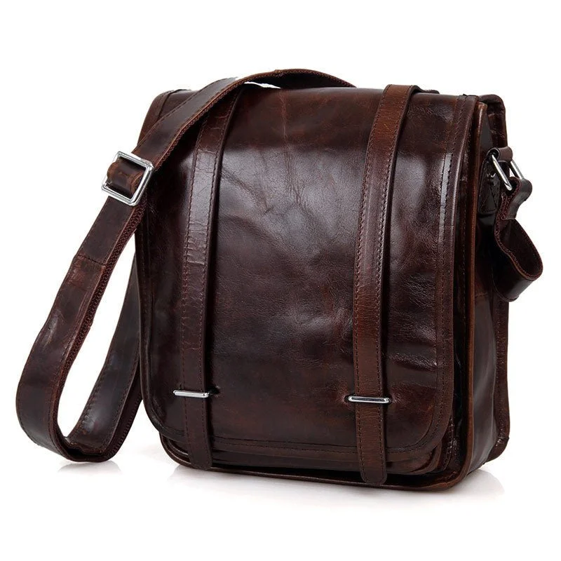 Chic And Clearance-Priced Tote Bags Men‘s Brown Small Genuine Leather Crossbody Bag