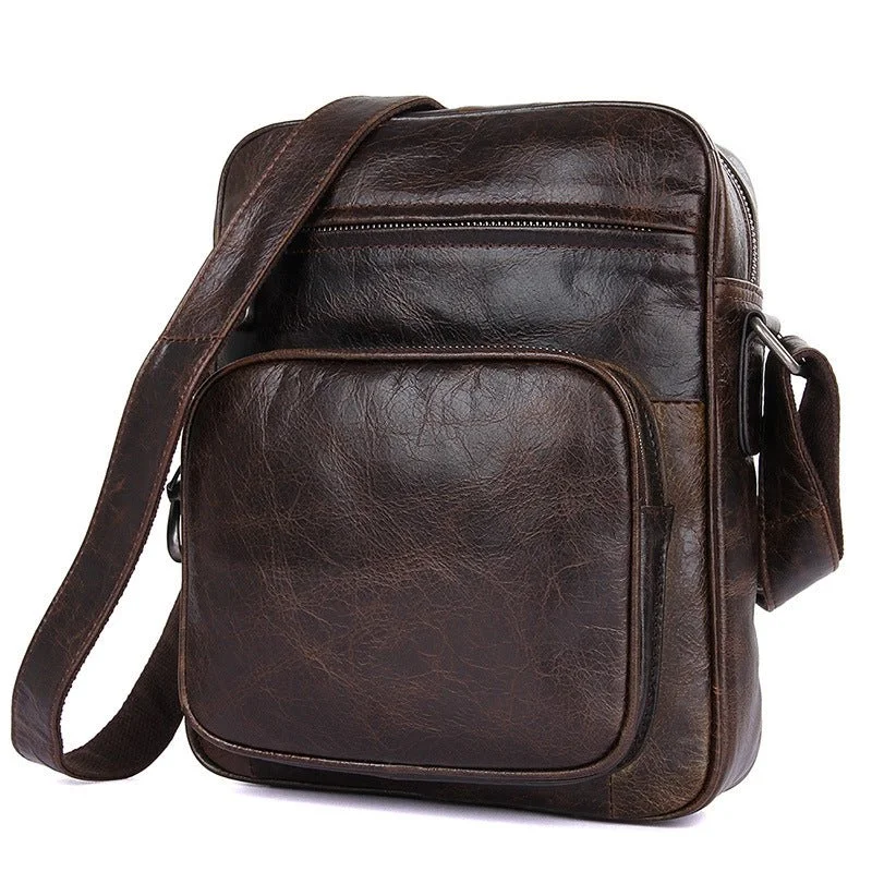 Party Bags For New Year's Eve And Special Occasions Men's Brown Soft Cow Leather Cross-body Bag