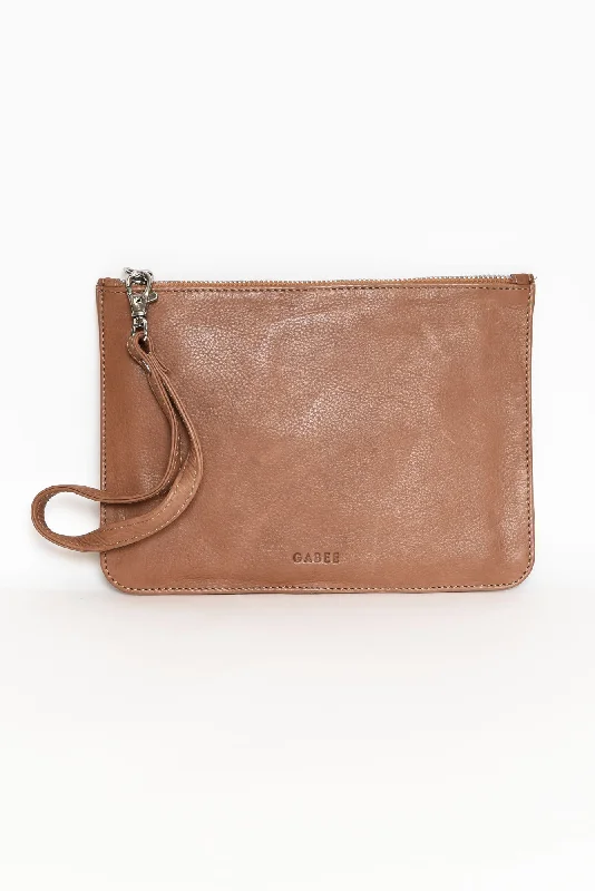 Stylish Bags With Discounts Queens Tan Leather Clutch