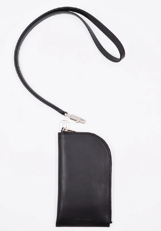 Durable And Fashionable Bags For Daily Use RICK OWENS RR01B1403 LGE LEATHER NECKWALLET BLACK