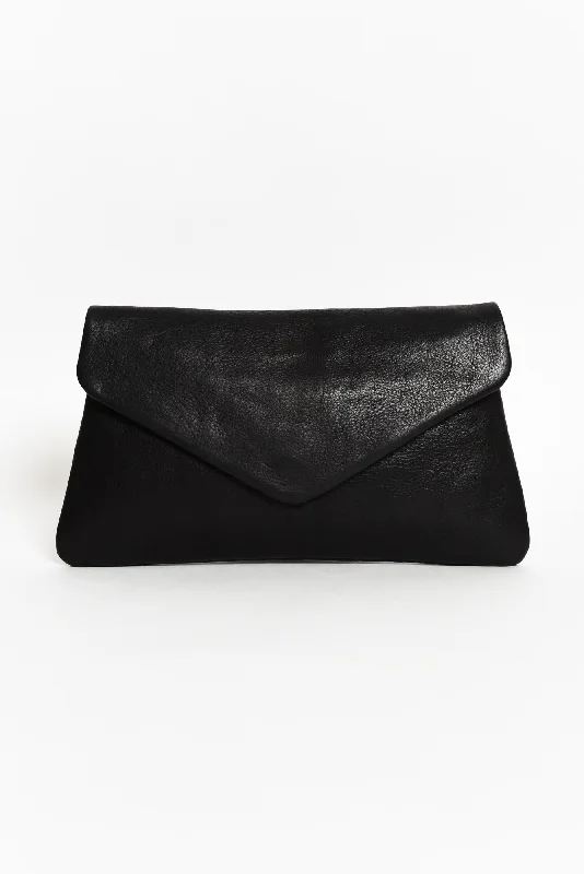 Discounted Designer Bags For Clearance Events Riley Black Leather Clutch