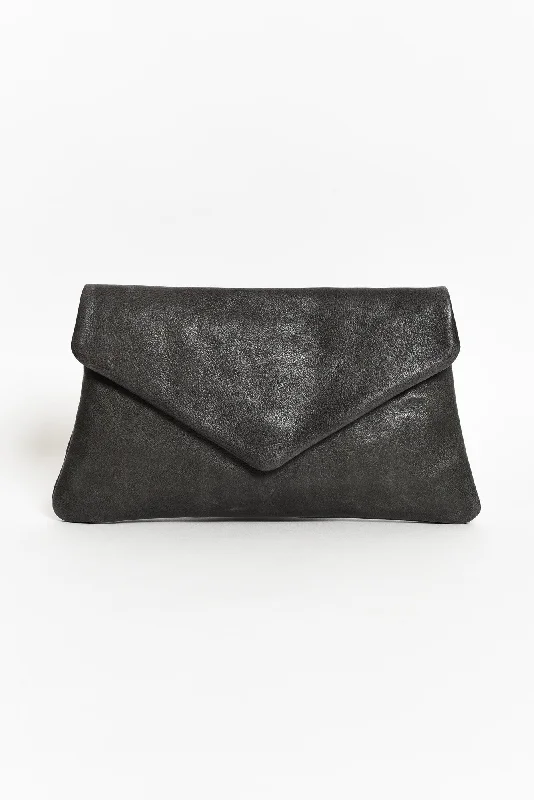 High-Quality Bags Riley Charcoal Leather Clutch