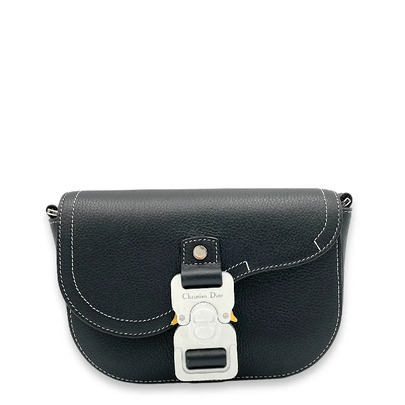 Handbag For Fashion Saddle Crossbody Bag Black in Calfskin, Silver hardware