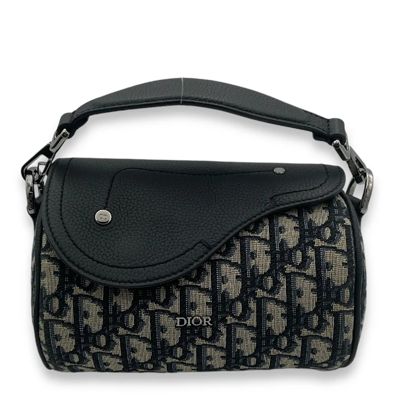 Luxurious Bags With Limited-Time Offers Saddle Roller Blue Crossbody Bag in Jacquard, Silver hardware