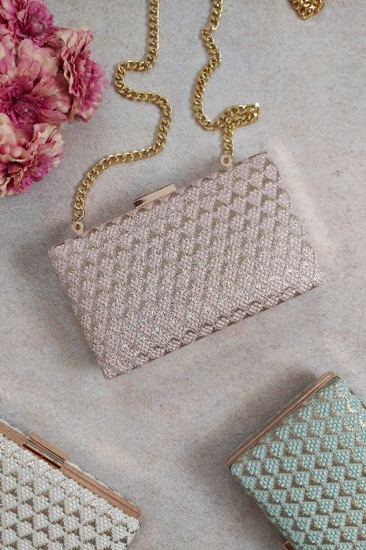 Holiday Gift Bags For Christmas Serenade threadwork clutch - Baby pink