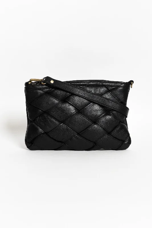 Affordable Bags For Budget Shoppers Sicily Black Woven Crossbody Bag