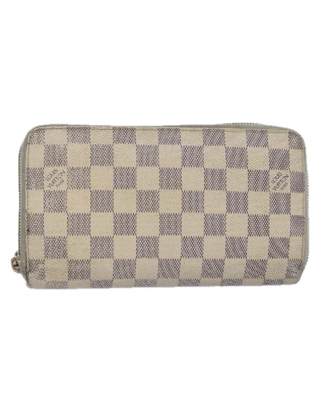 Spacious And Discounted Bags Damier Azur Canvas Long Wallet with Multiple Compartments