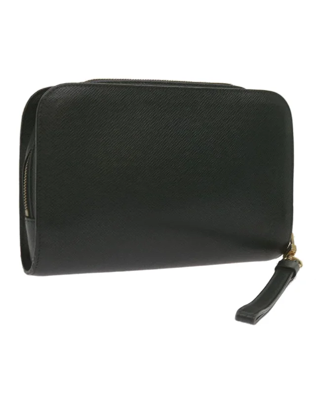 Senior Travelers Epicea Taiga Leather Clutch Bag with Metal Fittings