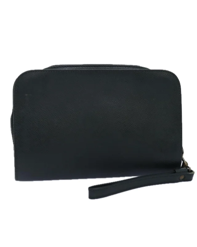 Bags For Personalized Gifts Taiga Leather Clutch Bag with Metal Fittings