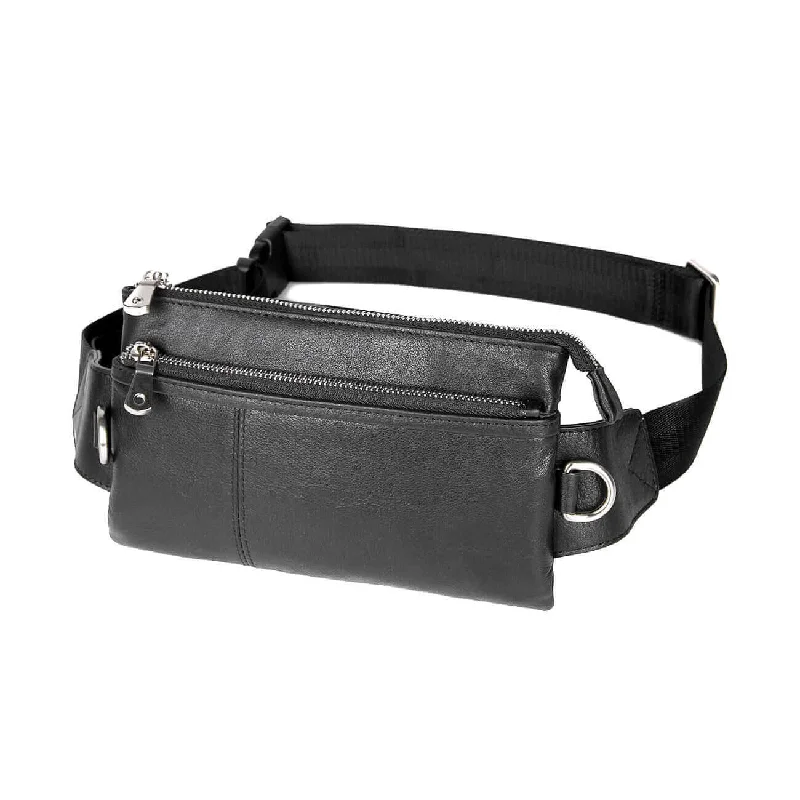 Chic Bags For Office Professionals And Urban Dwellers Versatile Black Leather Waist Bag - Wear It Your Way